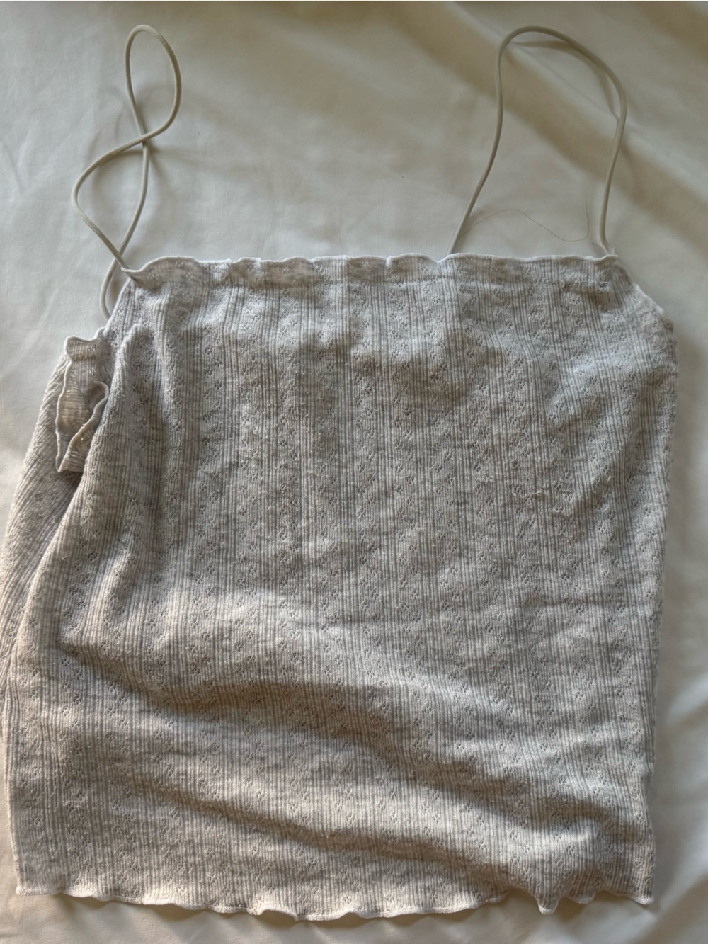Garage Beige Ribbed Knit Tank with Thin Straps